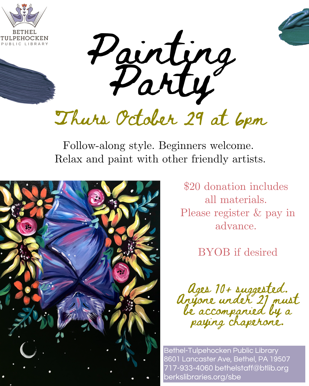 Follow Along Painting Party at Bethel-Tulpehocken Library