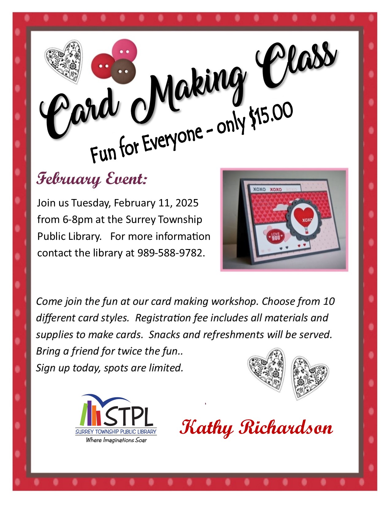 Valentine's Day Card Making Class - Tuesday, February 11, 2025, 6:00 PM ...