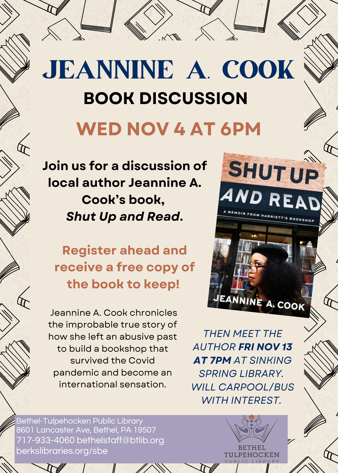 Jeannine A. Cook Book Discussion: Shut Up and Read
