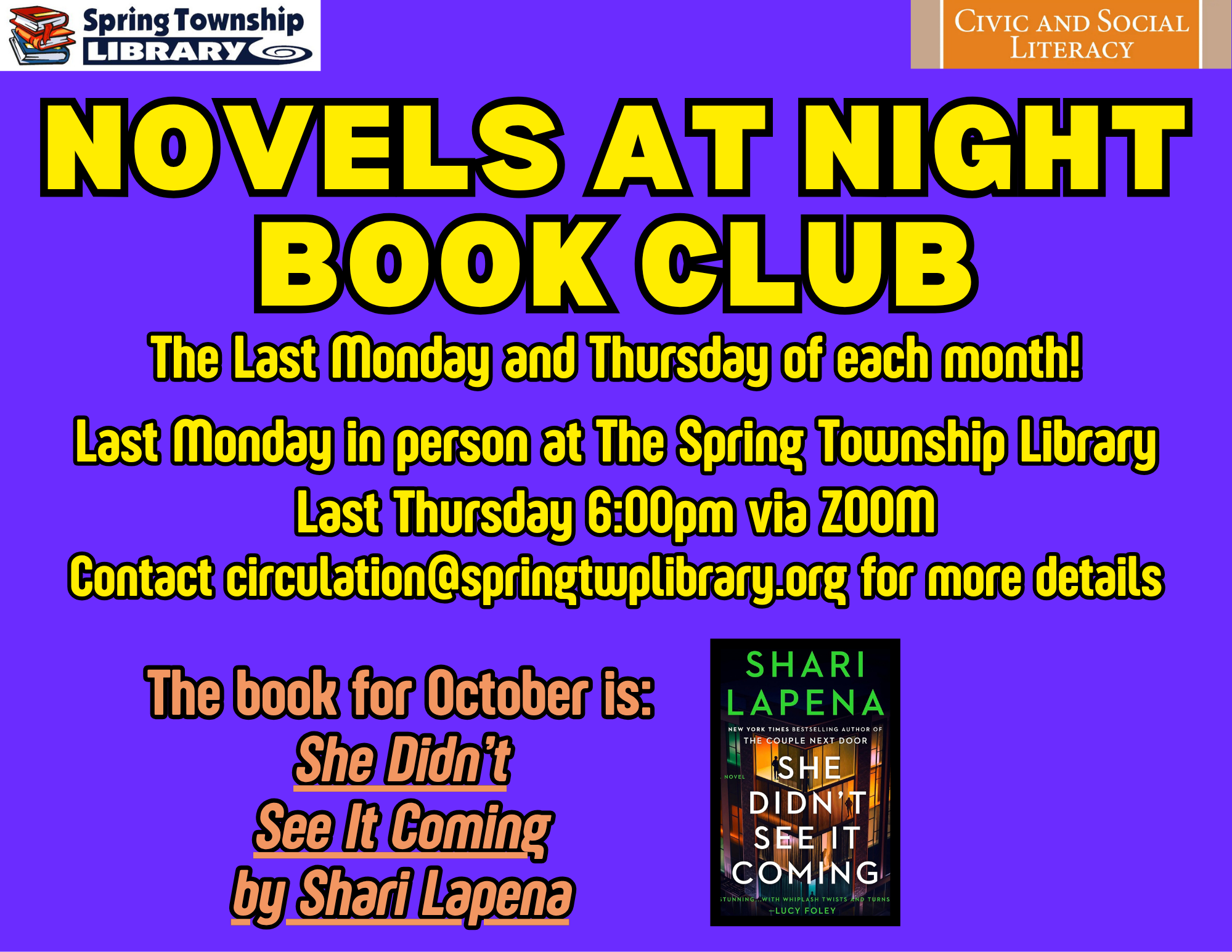 Novels at Night Virtual Book Club