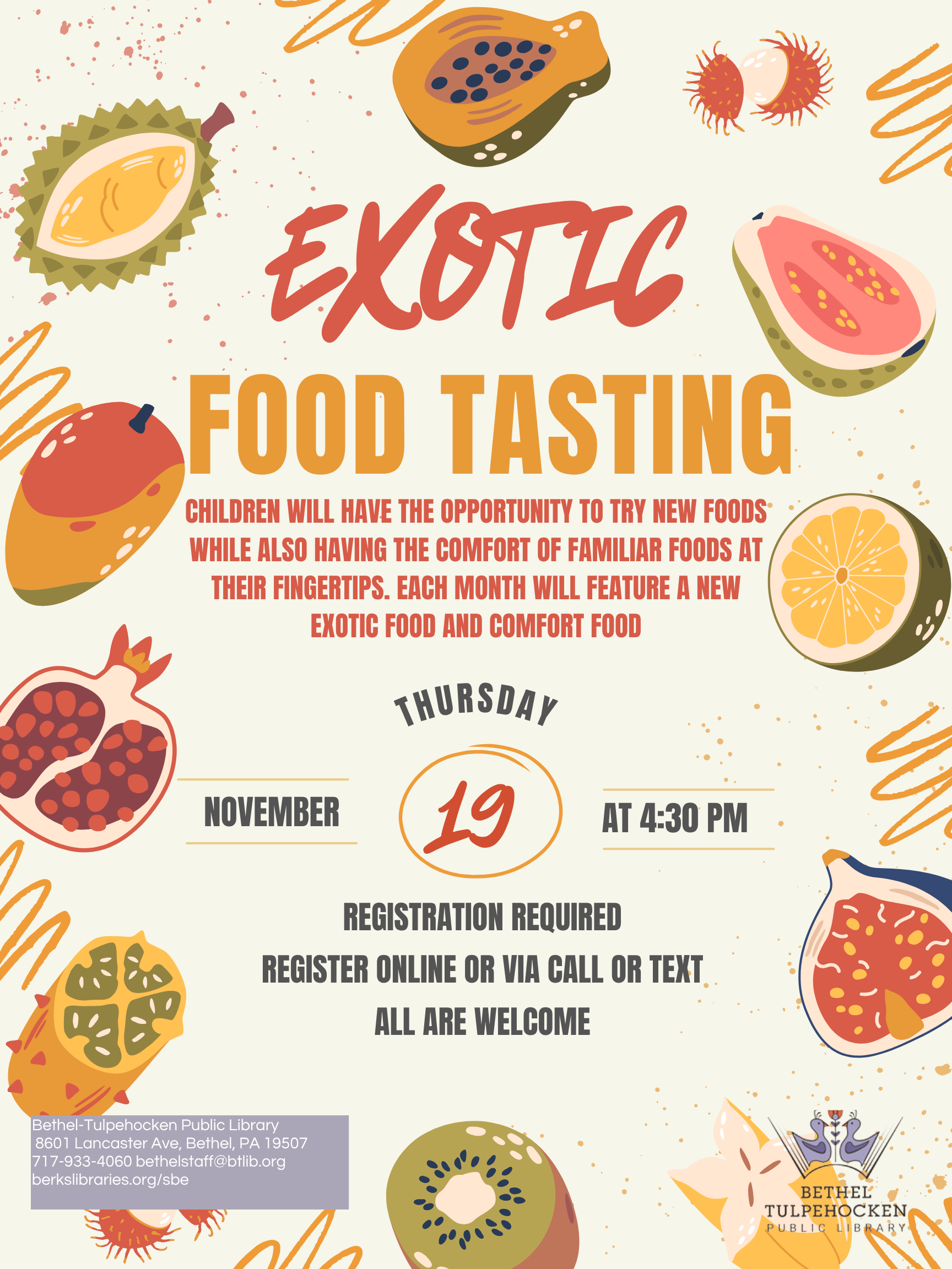 Exotic Food Tasting at Bethel-Tulpehocken Library