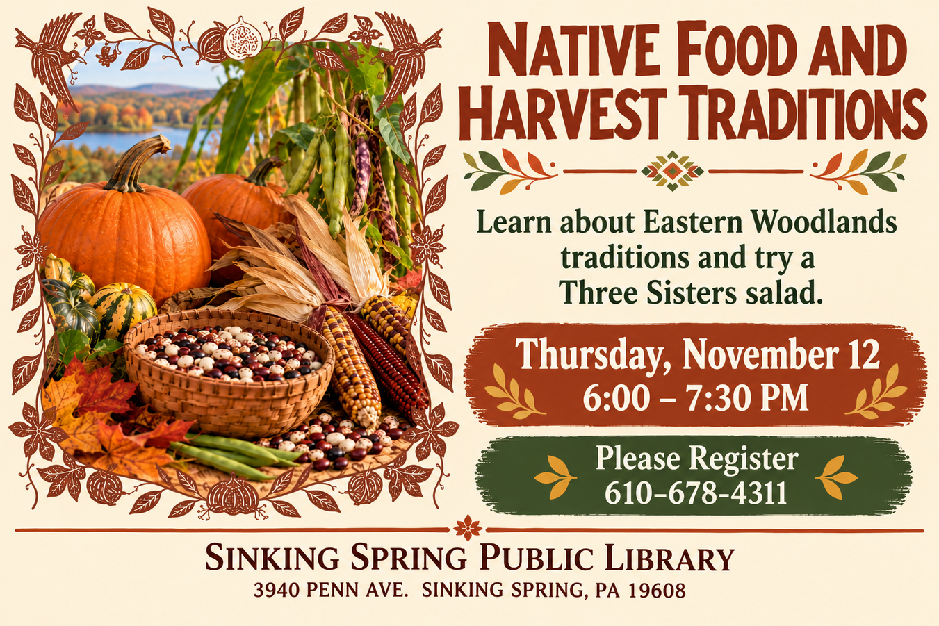 Native Food and Harvest Traditions at Sinking Spring Library