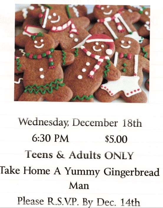 Decorate Gingerbread Cookies - Wednesday, December 18, 2019, 6:30 PM ...