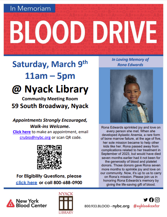 Blood Drive: New York Blood Center - In Memory of Rona Edwards