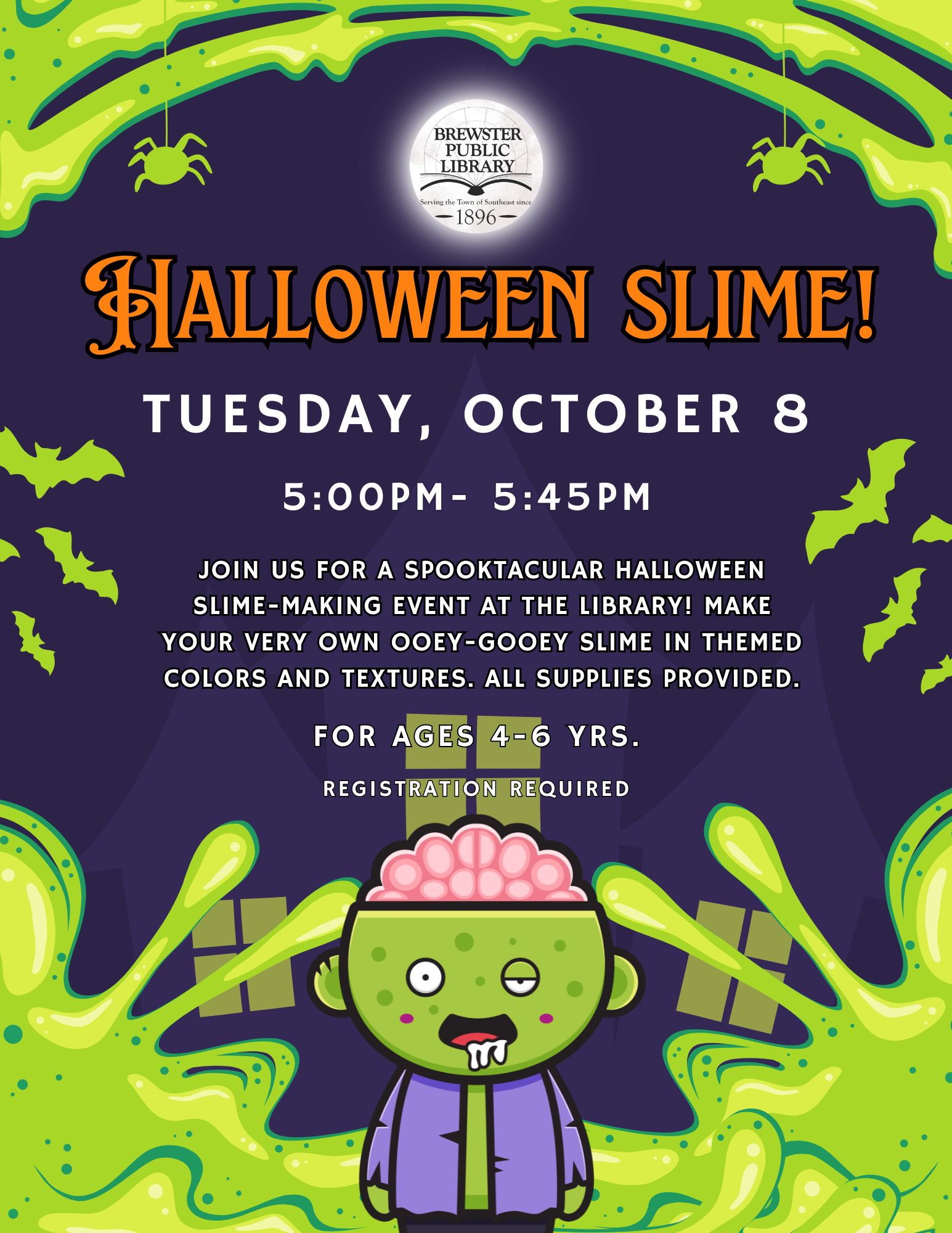 Halloween Slime! - Tuesday, October 8, 2024, 5:00 PM - Brewster Public ...