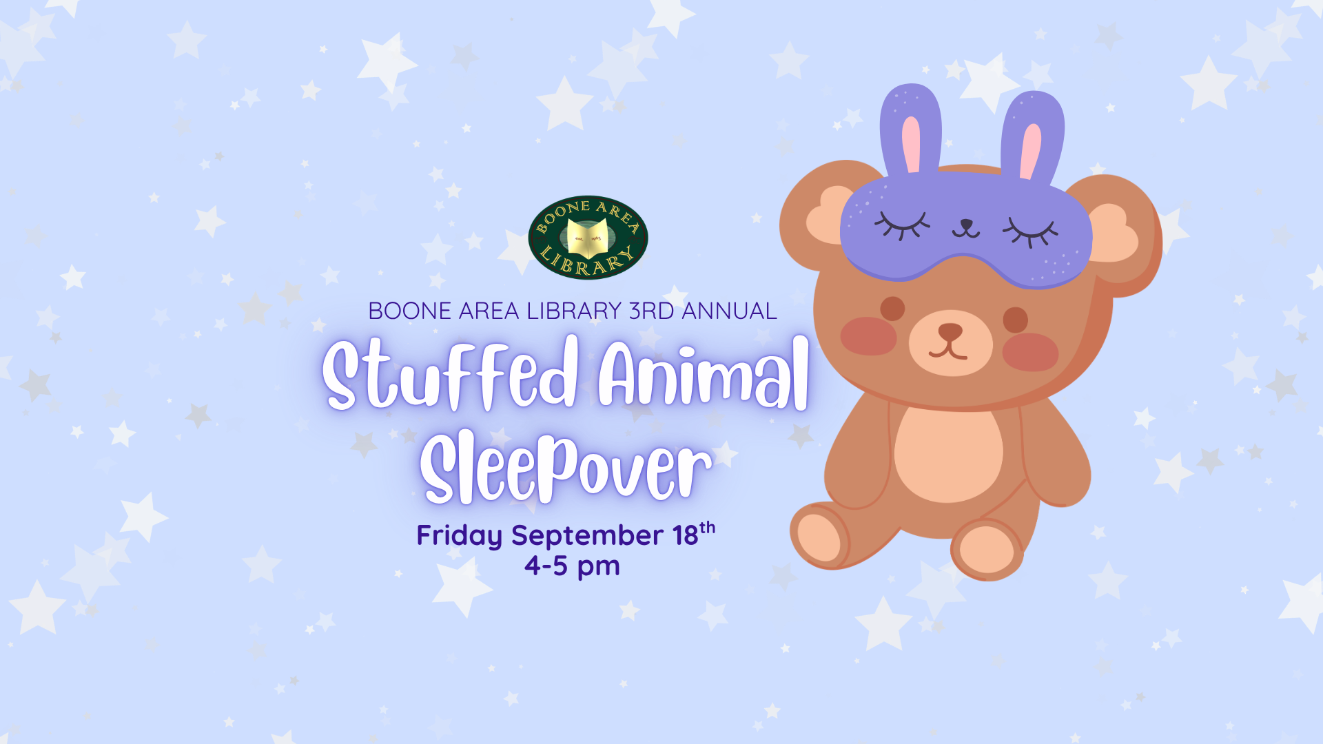 Stuffed Animal Sleepover at Boone Area Library