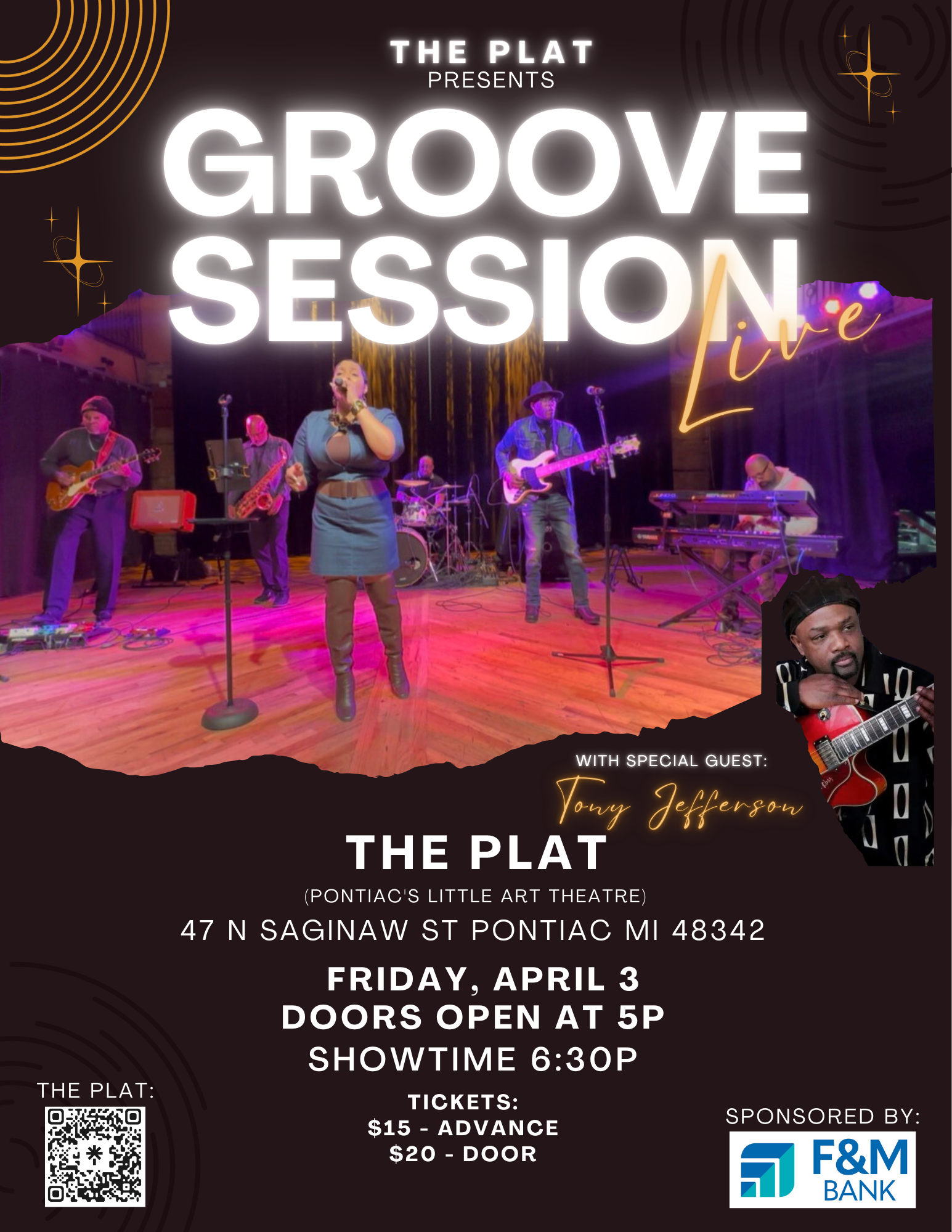 Groove Session with Tony Jefferson @ The PLAT | Friday, April 03, 2026